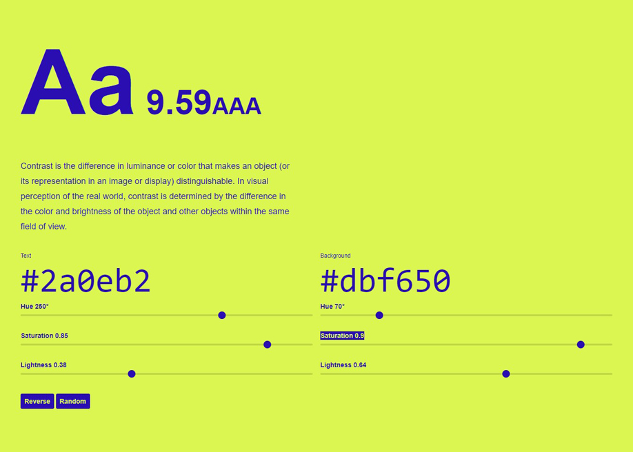 Colorable - Text and background color contrast tool